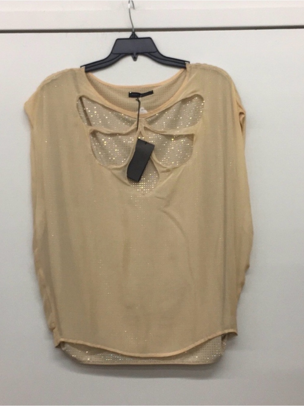 Sheri Bodell (High-End) Bedazzled Cutout Top Blouse (msrp $275)